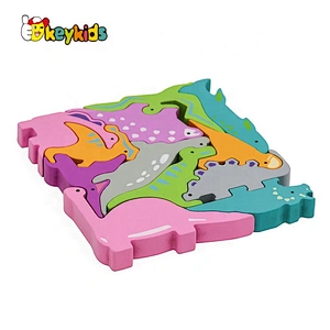 2021 Hot selling dinosaurs shape wooden block puzzle for children W14A251