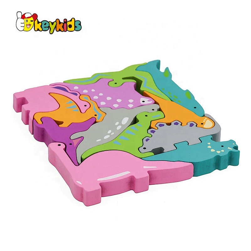 2021 Hot selling dinosaurs shape wooden block puzzle for children W14A251