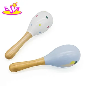 New design educational mini wooden musical toy maracas for baby W07I139
