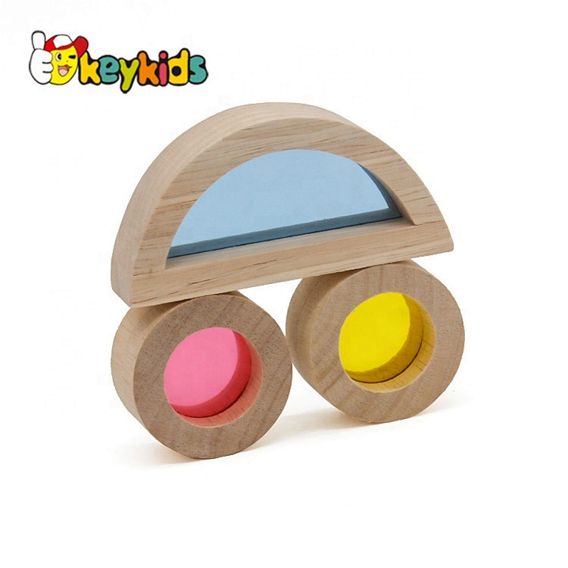 2019 Top sale 24 pieces preschool wooden rainbow blocks for wholesale W13A159