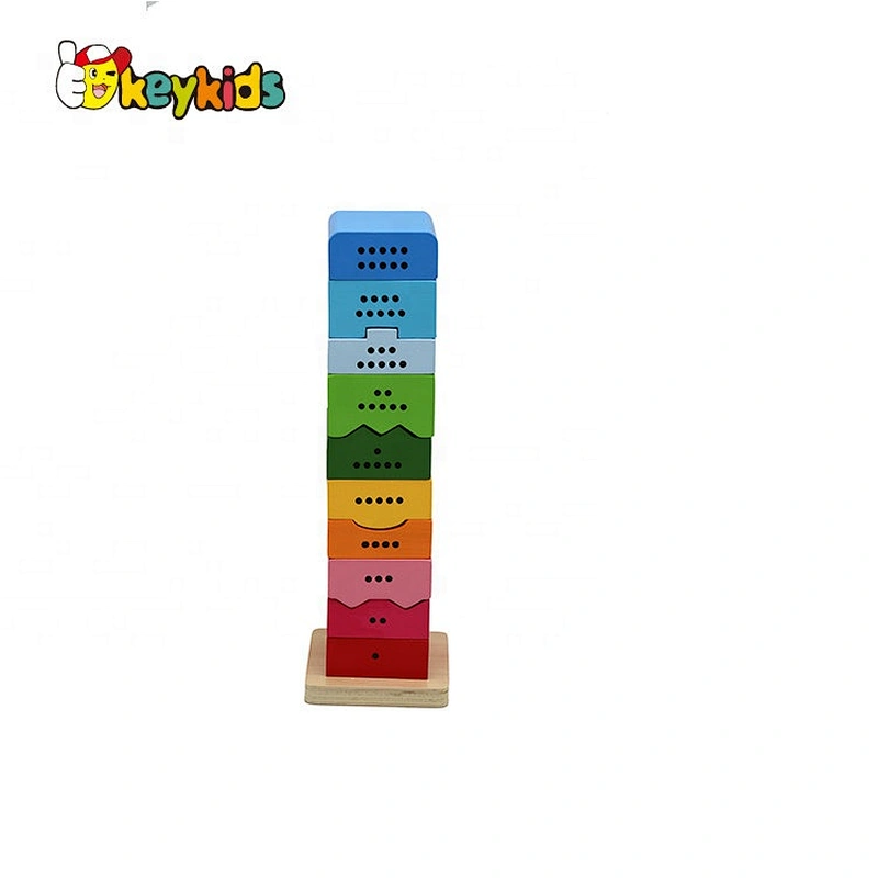 Hot selling children educational wood stacking block toys with number W13D330