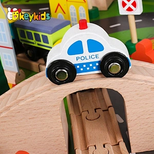New design wooden railway train play set for children W04C212