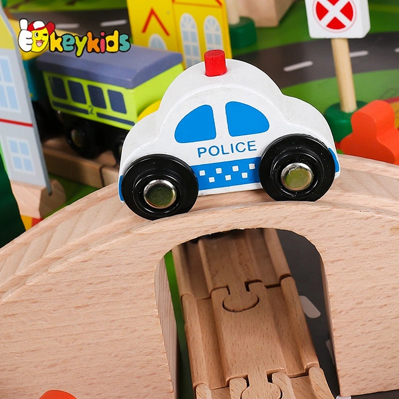 New design wooden railway train play set for children W04C212