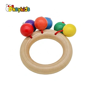 Cusomize sensory toys wood rattle teether toys for Infant Babies W08K306