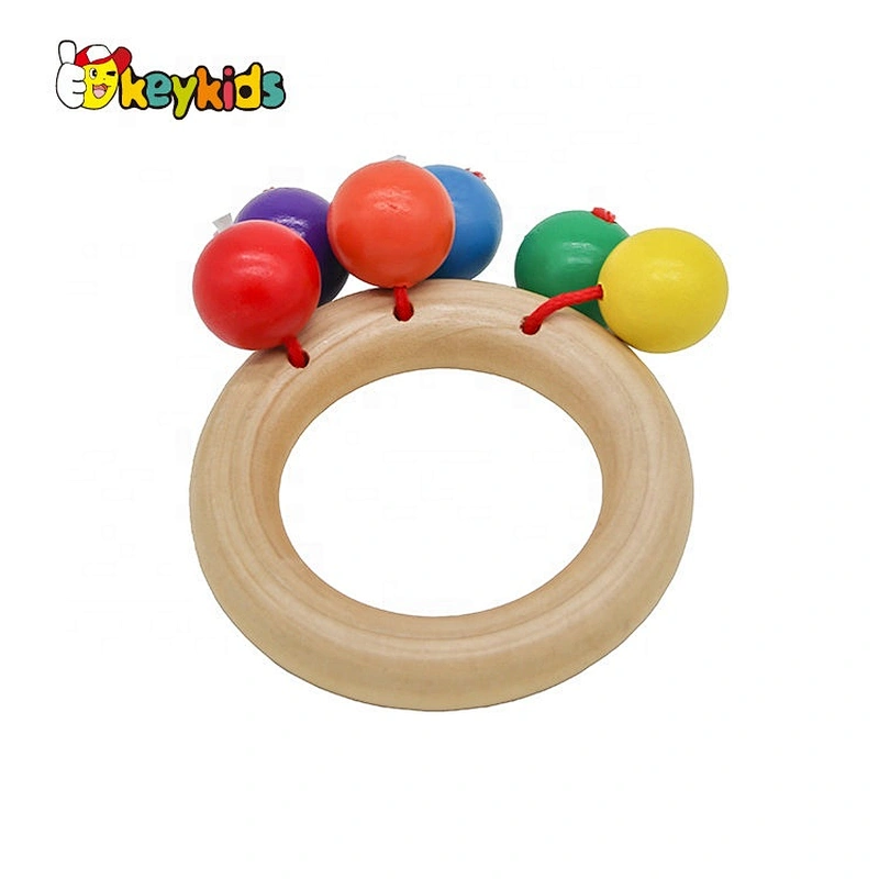 Cusomize sensory toys wood rattle teether toys for Infant Babies W08K306