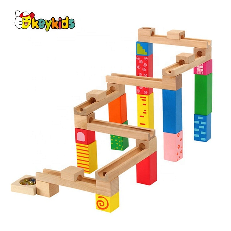 2019 Most popular 27 PCS DIY blocks wooden marble run track for kids W04E083