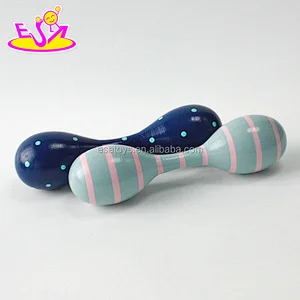 Wholesale custom double heads wooden shaking maracas for kids W07I129