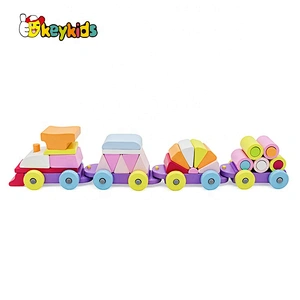 Top sale baby stacking wooden train toy for wholesale W04A392