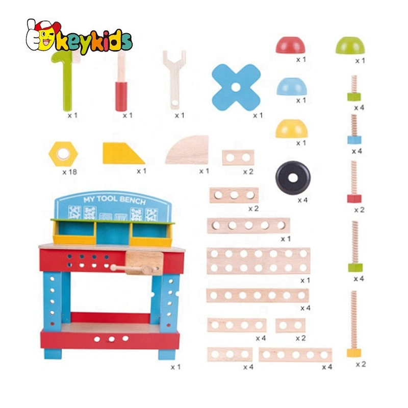 Top sale educational toy tool kit wooden carpenter set toy for kids W03D118