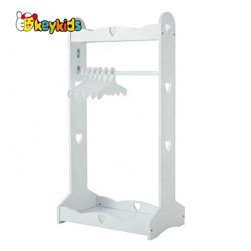 wholesale children white wooden clothes rack with wheel W09B099