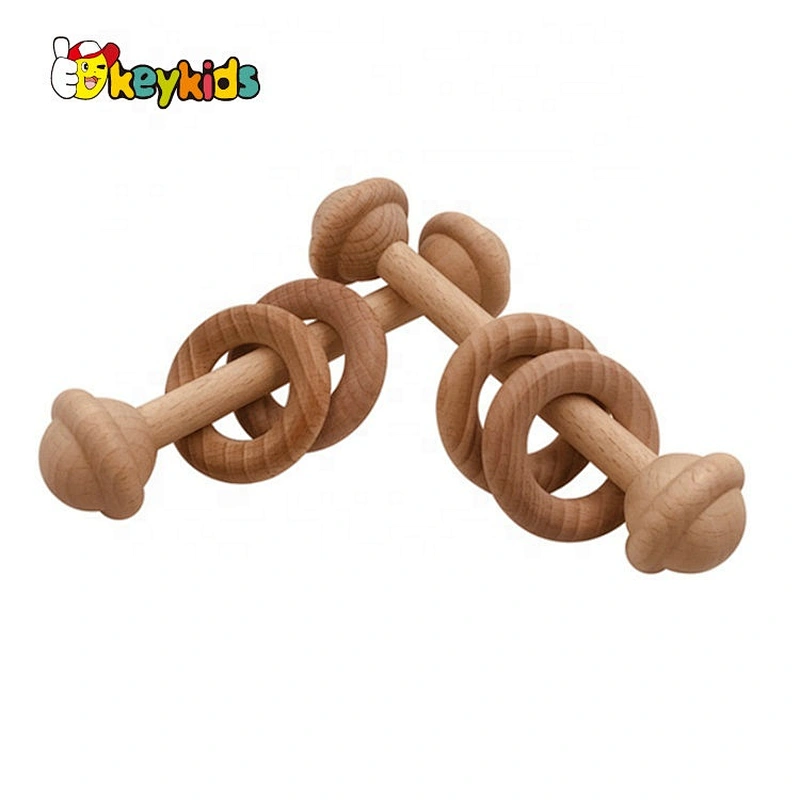 High quality grasping organic wooden baby rattle set for wholesale W08K296