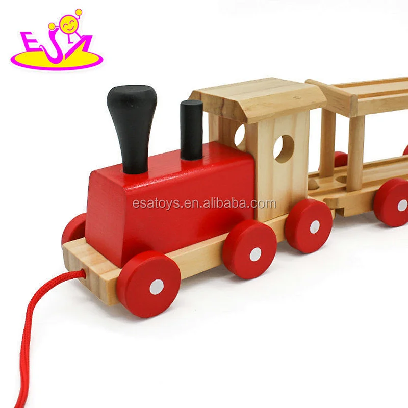 New hottest educational wooden pull along train toy for baby W05C094