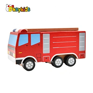2020 New design red wooden small fire truck toy for kids W04A459