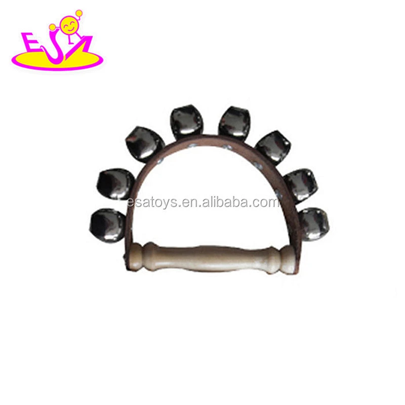 Top sale musical instruments wooden cartoon hand bell for baby W07I092