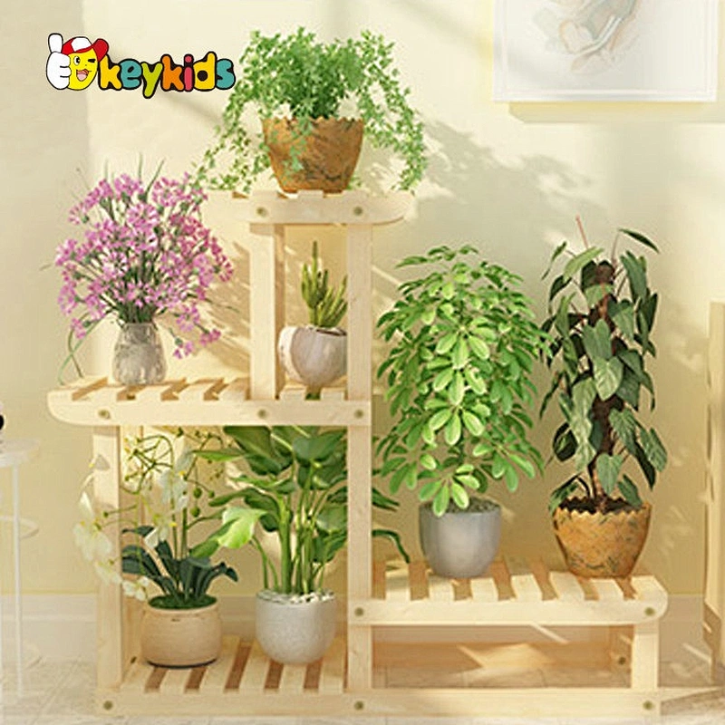 wholesale brown wooden multi tier plant stand with customize W08H116