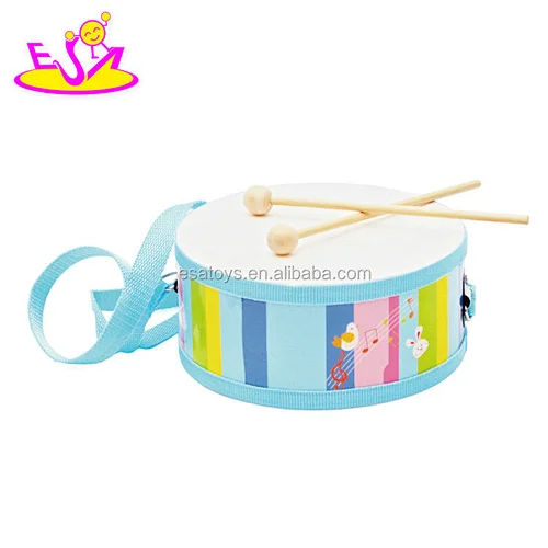Promotional lovely wooden mini kids drum kit with 2 sticks W07J040