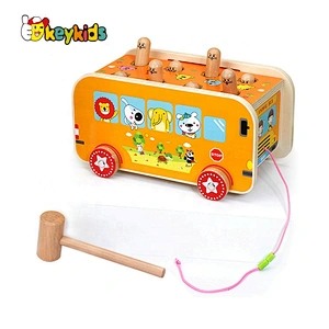 2020 New released fun wooden animal bus toy for kids W05C125
