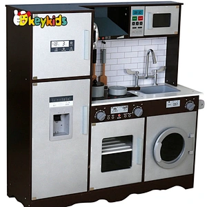 New pretend role play brown wood big kitchen set toys for kids W10C580