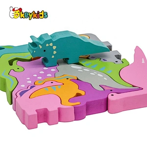 2021 Hot selling dinosaurs shape wooden block puzzle for children W14A251