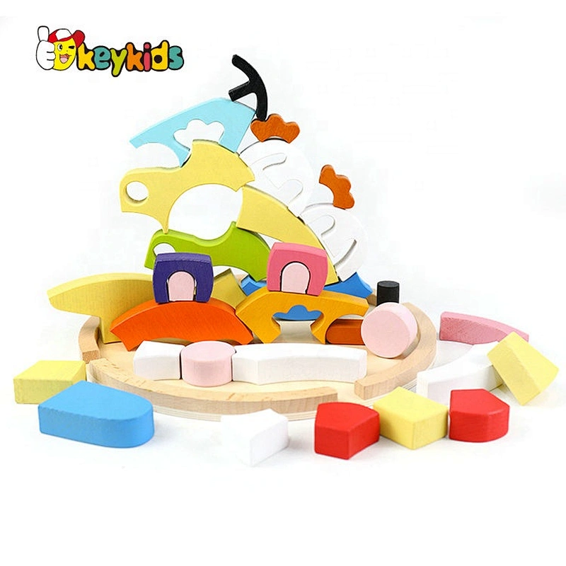 2021 Customize colorful educational wood block puzzle game for toddlers W14A259