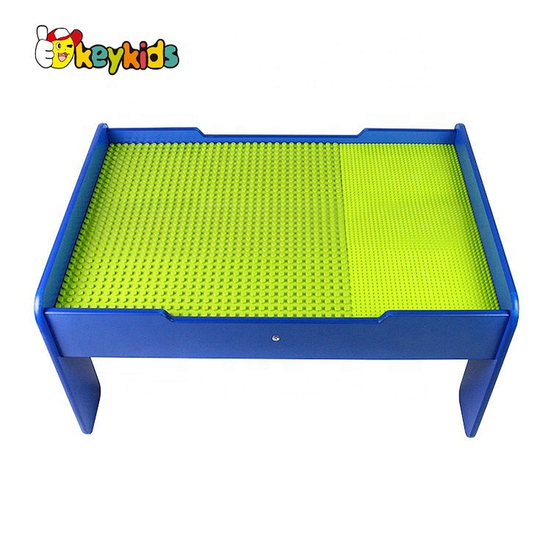 Customize 2 in 1 wooden big block table toy with storage W08G298