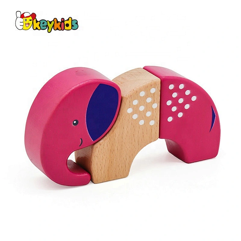 Customize diy wooden magnetic animal block for children W14I039