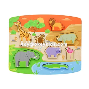 2019 New design 100 pcs educational wooden zoo jigsaw puzzles for kids W14C263