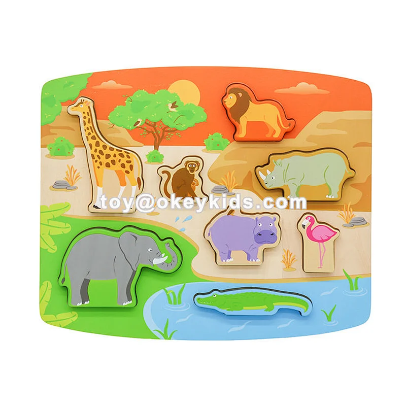 2019 New design 100 pcs educational wooden zoo jigsaw puzzles for kids W14C263