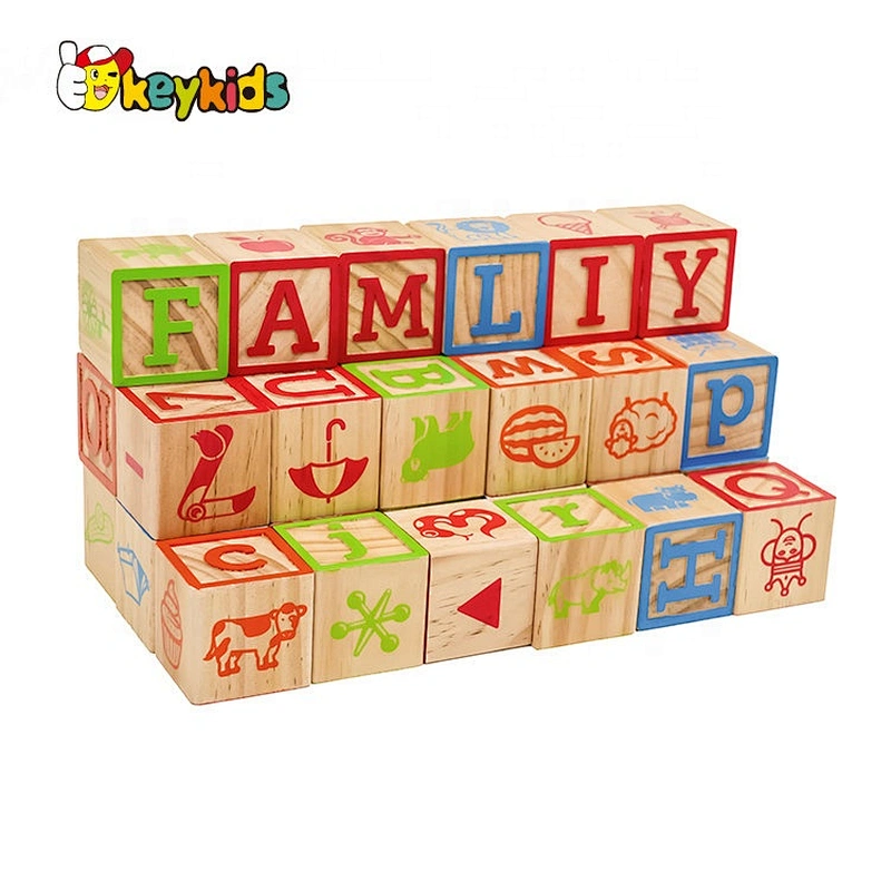 High quality educational blocks wooden abc learning toys for toddlers W13A179