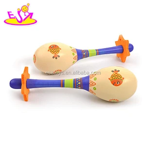 New wooden baby maracas,popular colorful baby maracas toy,hot selling wooden music toy baby maracas set W07I024