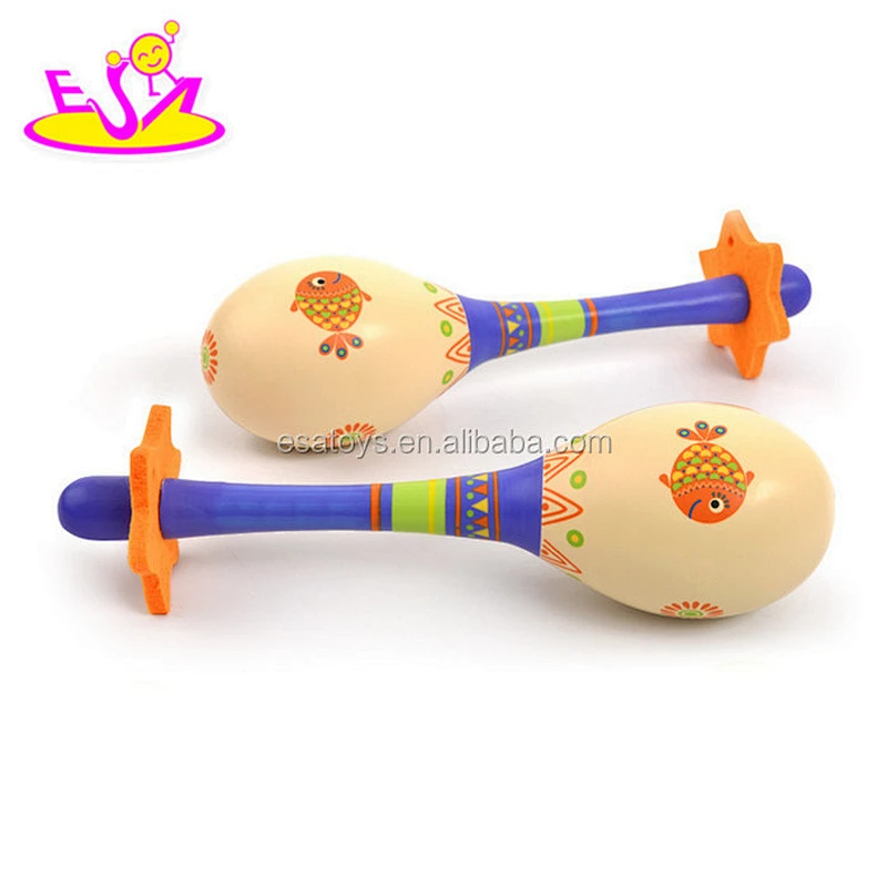 New wooden baby maracas,popular colorful baby maracas toy,hot selling wooden music toy baby maracas set W07I024