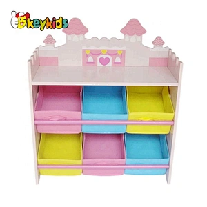 2021 New Fashion Wooden Children Toy Storage Rack With Bins W08C268