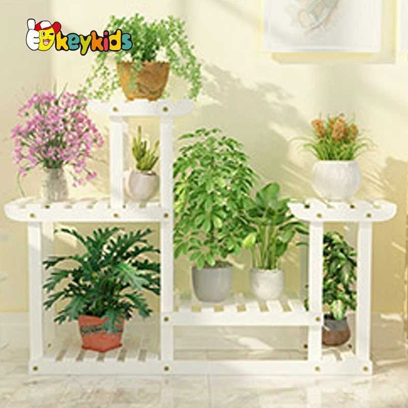 Most popular multi-tier wood flower stand rack shelf holder with wheels W08H117B