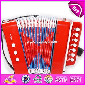 Hot selling children toy wooden musical accordion instrument W07K006A