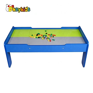 High quality children wooden train activity table with blocks playing W04C182