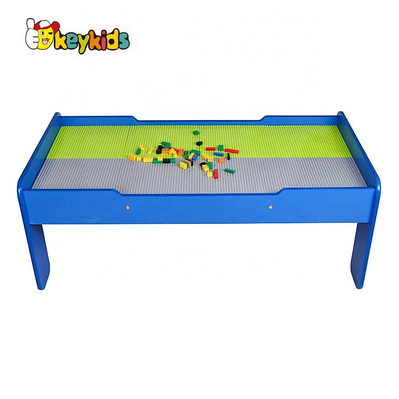 High quality children wooden train activity table with blocks playing W04C182