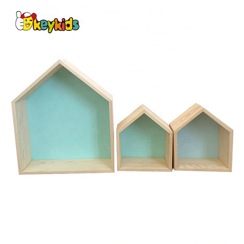 Natural Wood Toy Organizer Floating Wall Shelves For Kids Room W08C286