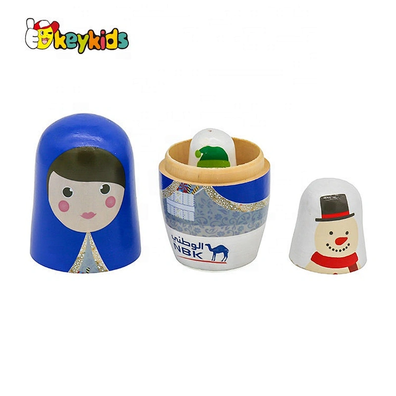 Hand paint 5 in 1 wooden russian nesting dolls with customize W06D146