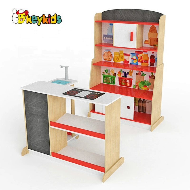 New Released Children Wooden Supermarket Shelf Toy W10A116