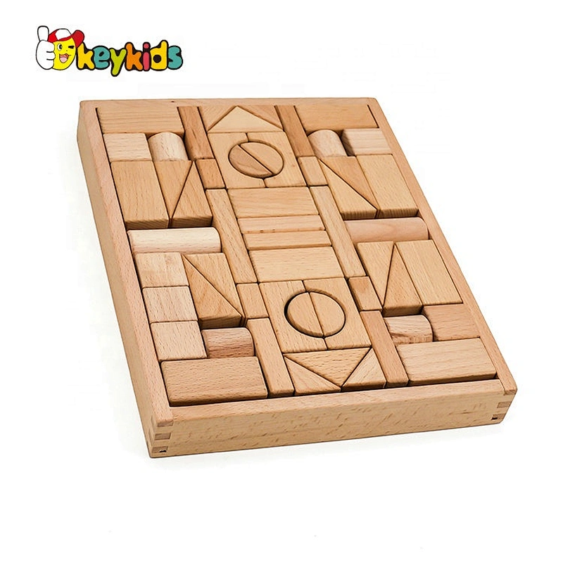 2019 Top sale 55 pieces preschool educational wooden baby blocks or wholesale W13A176