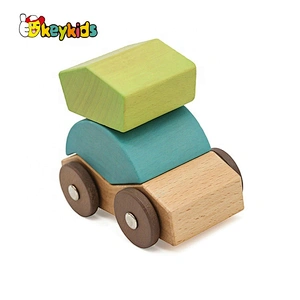 New design assembly toy wooden car blocks for kids W04A539