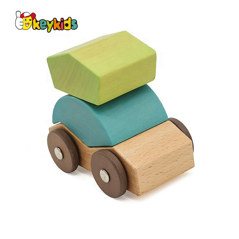 New design assembly toy wooden car blocks for kids W04A539