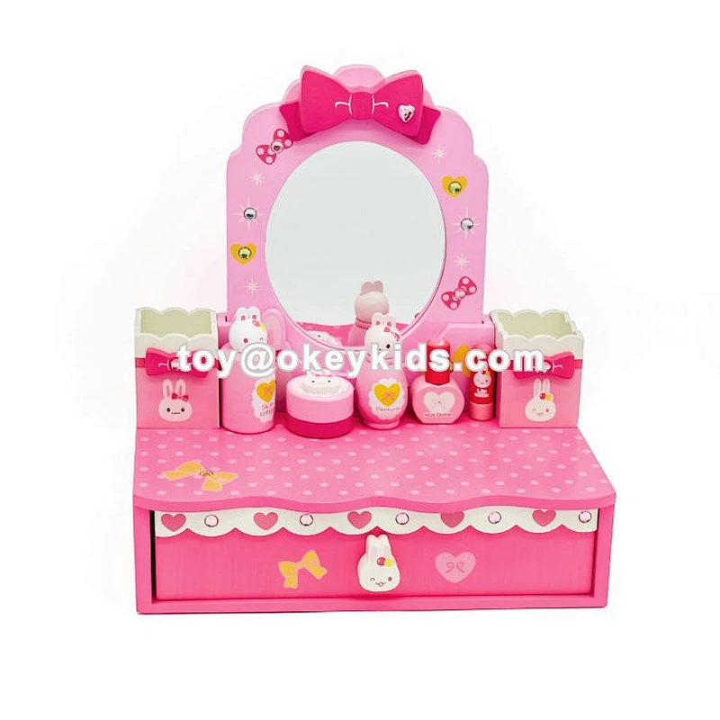 2019 New arrival make up games wooden toy dressing table for girls W08H099