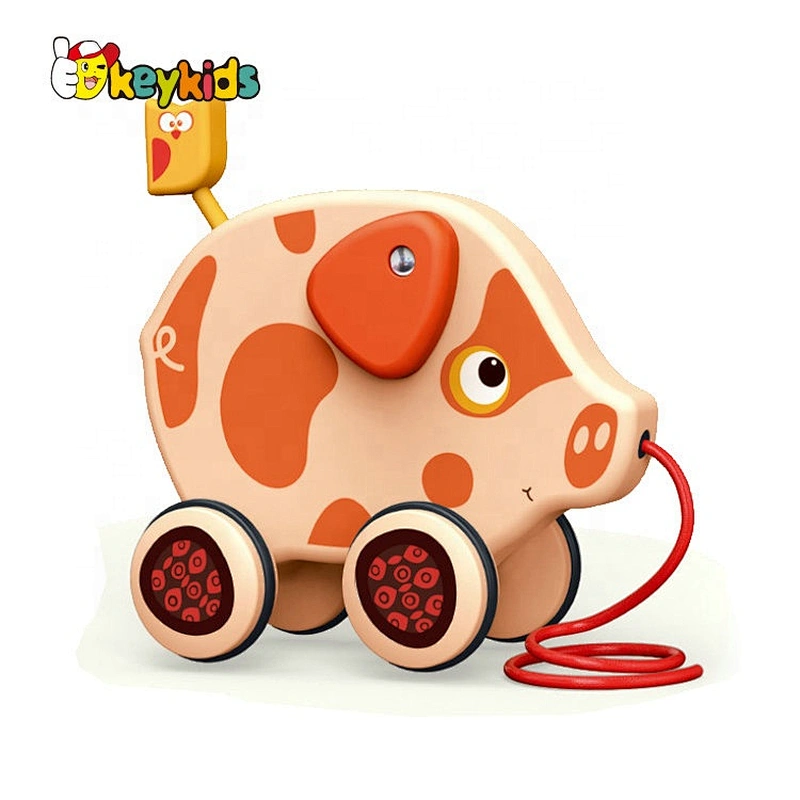 high quality mini wooden lion pull toy for baby W05B200