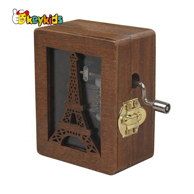 Customize vintage wooden diy hand-cranked music box for children W07B079