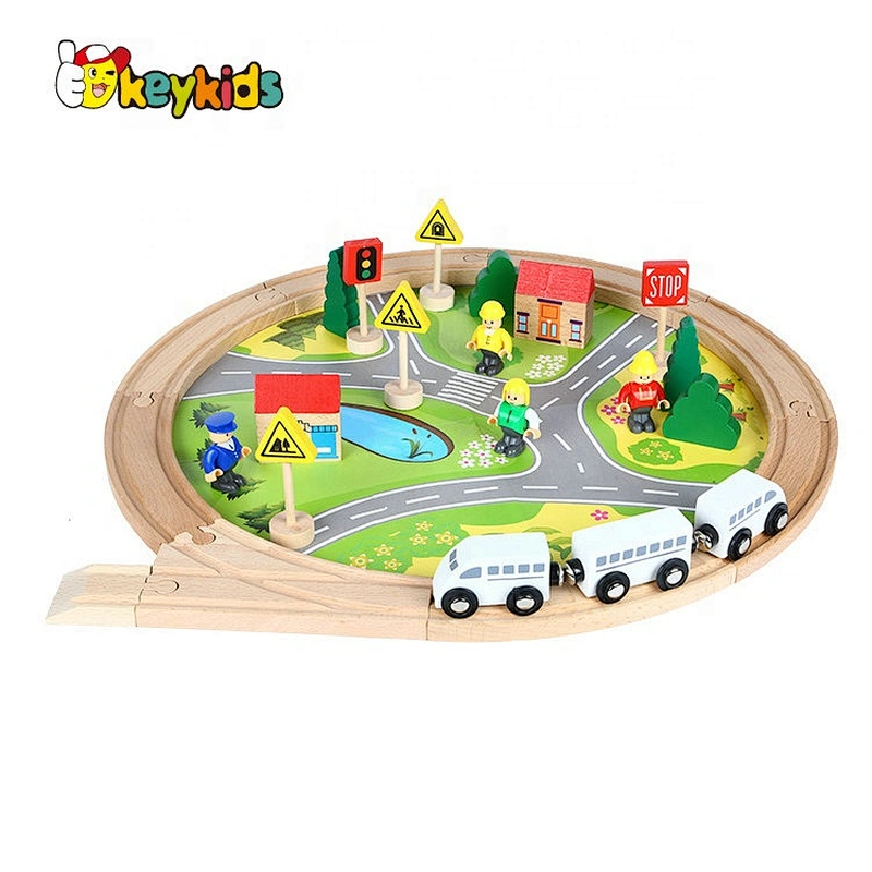 2020 New arrival preschool wooden train tracks toys for kids W04C194