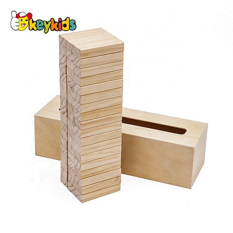 2018 High quality 57 pcs wooden tumbling tower for children W13D143B