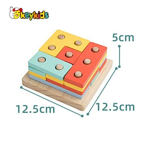 Customize colored wooden geometric blocks for children W13D265