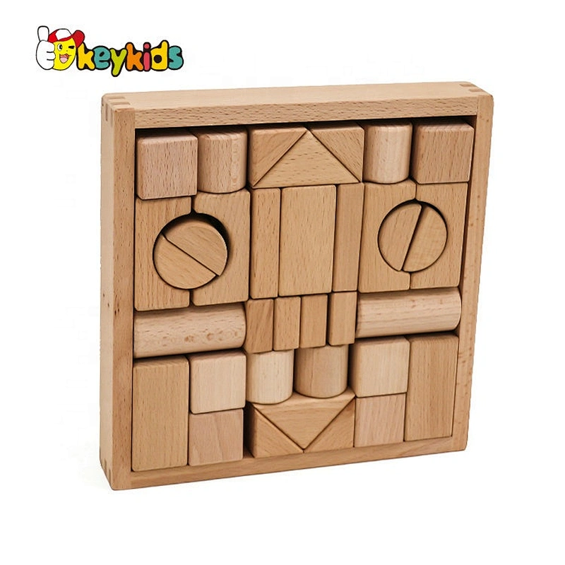 2019 Top sale 35 pieces kids wooden building blocks toys for wholesale W13A174