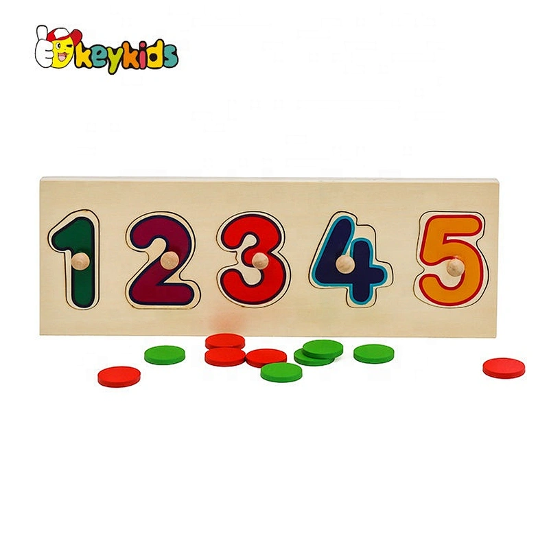 2021 Customize shape matching wooden number puzzle for toddlers W14B138